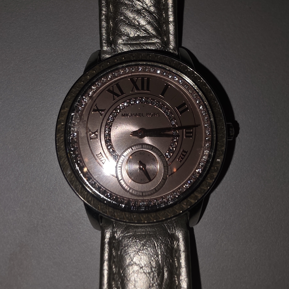 Michael Kors Metallic Silver and Rose Gold Watch